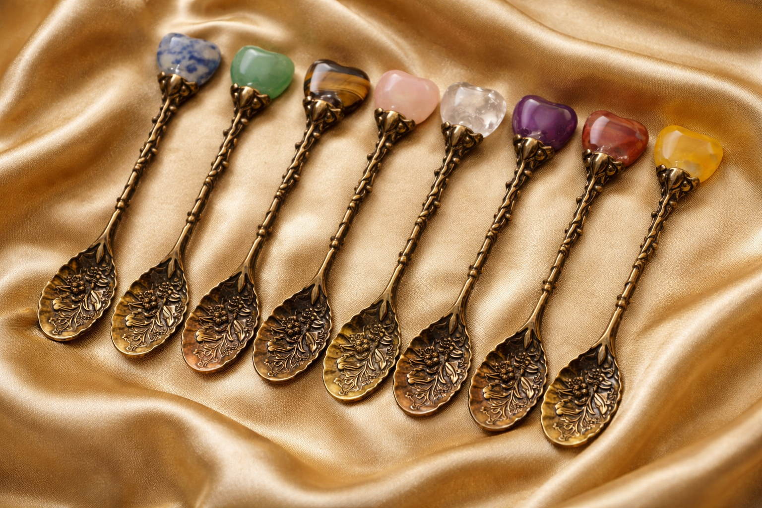 Set of 8 Crystal Gemstones for Rituals, Wicca altar Tools, Witchcraft Supplies, Spiritual Tools, Crystal or Spiritual Gift